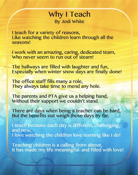 Reasons why i teach. But even at the end of a long year, there are still plenty of reasons to love teaching. Now is the perfect time to step back and remember why we entered the teaching field in the first place. 1. Collegiality. Teachers are amazing people. They're smart, funny, caring, hardworking, and exciting to be around. 