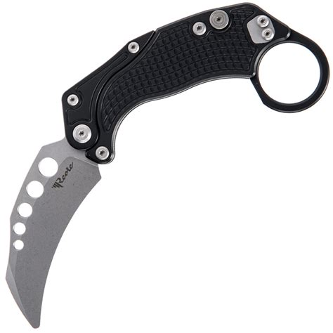 It's great for day-to-day cutting, fidgeting, and self-defense situations. The Reate EXO-K takes pocket knife fun to a new level with an innovative, practical, and entertaining design. It's built to Reate's exacting quality standard with tough and affordable materials, like aluminum and Bohler N690 steel, to keep the cost down.. 