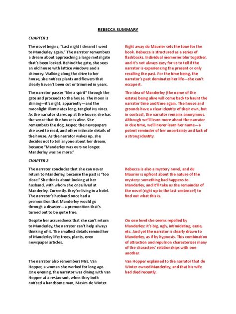 Rebecca summary chapter 1