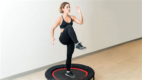 Rebounding trampoline.  Rebounding Exercises improves balance and coordin...