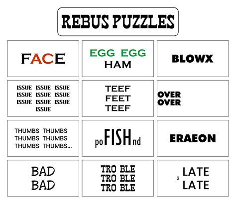 Rebus Printable Puzzles