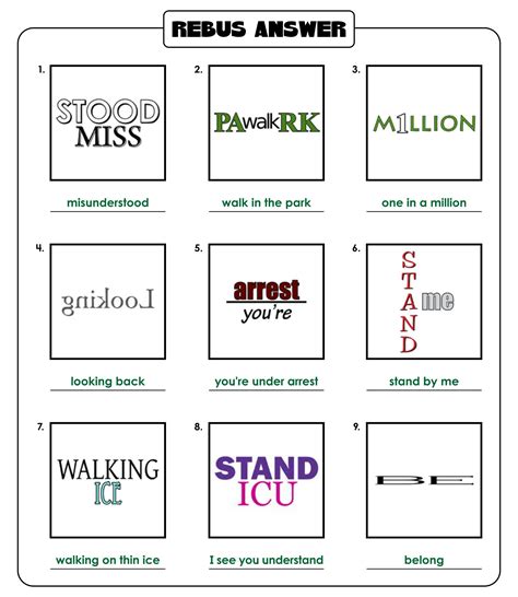 Name: _____ Rebus Puzzles Super Teacher Worksheets - www.superteacherworksheets.com Try to solve these rebus puzzles. What are the words, letters, and pictures saying? . 