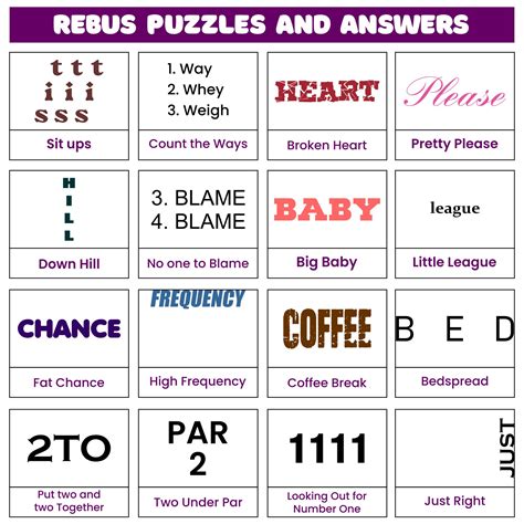 Tricky Rebus Puzzles with Answers Pdf, Printable 