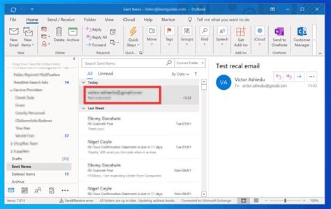 Recall and email in outlook