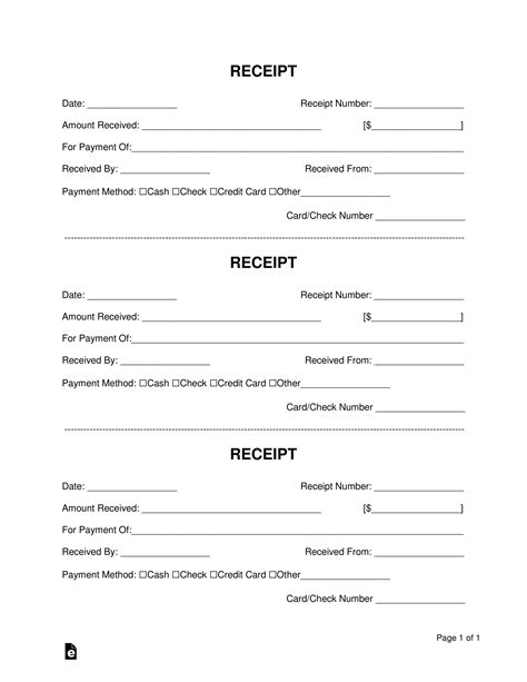 Receipt Book Template Word