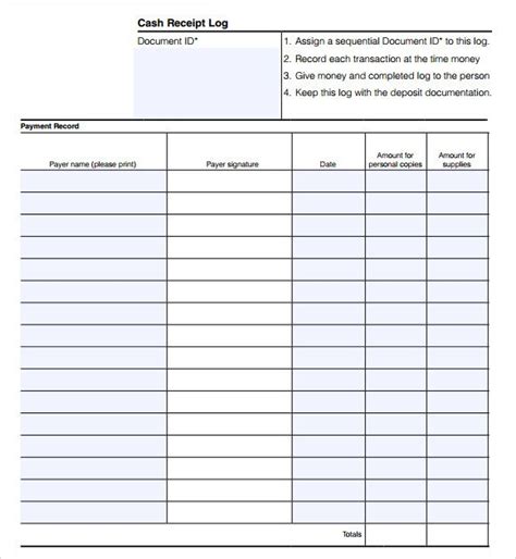 Receipt Week Log Template Premium Receipt Forms