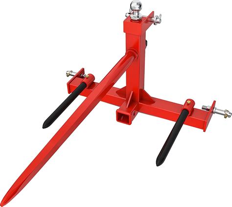 Receiver hitch bale spear.  49&rdquo; 3 Point Bale Spear for Category 1 Tractor 3000lbs WLL w...