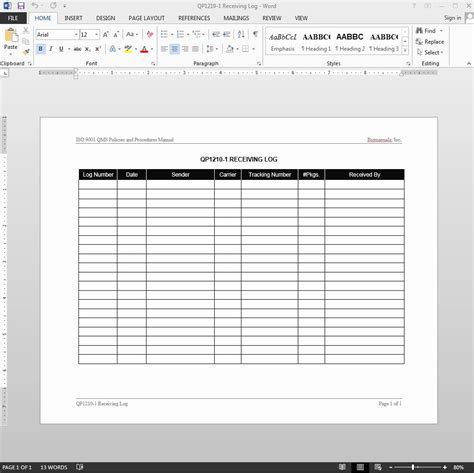 Receiving Log Template Excel For Your Needs