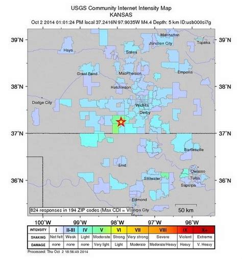 Oct 14, 2023 · How many quakes were there in Kansas past week? In the past 7 days, Kansas, USA had 5 quakes up to magnitude 2.1. What was the strongest quake in Kansas past week? The strongest earthquake in Kansas past week occurred 6 days ago: Weak mag. 2.1 earthquake - 27 mi north of Enid, Garfield County, Oklahoma, USA, on Sunday, Oct 8, 2023 at 10:38 am ... . 