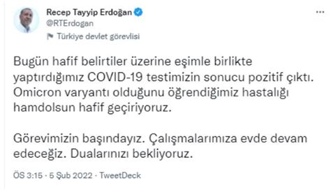 Recep tayyip erdoğan korona son dakika