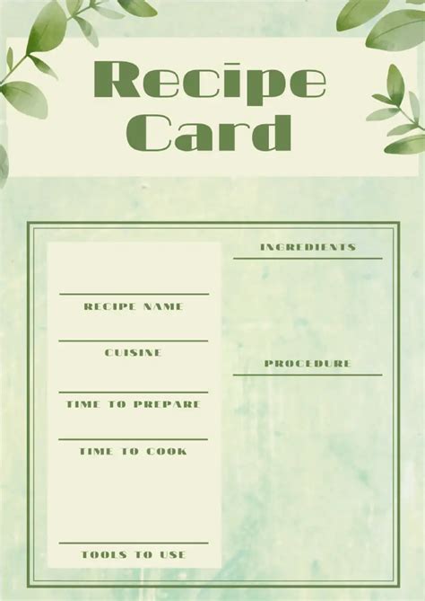 Recipe Card Template Google Docs Recipe Reference