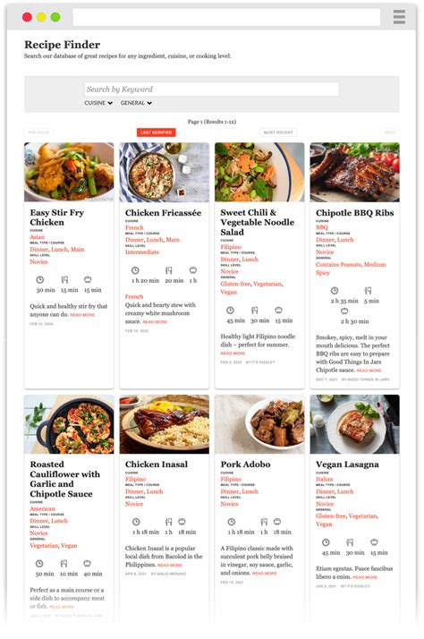 Recipe finder. We’ve got you covered. Input your food preferences, and we'll always filter all your search results accordingly. Our recipe builder recommends recipes and food pairings with ingredients you have in your fridge or pantry. Reduce food … 
