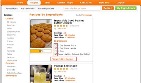 Recipe finder with ingredients. Browse or search over 120,000 different recipes with photos, reviews, and nutrition data. All the recipes are scalable - to serve from 2 to 200 (and more!). ... Browse by course, ingredient, cuisine or dish to find what you are looking for, or use the search box located at the top of the page. copycat recipes. crock pot recipes. cooking for a ... 