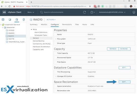 Reclaim unallocated disk space vmware.  This feature enables the unmap command to ru...