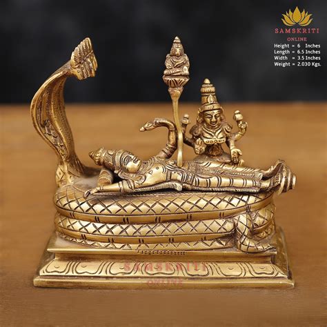 Reclining Vishnu Lakshmi on Anantnaag . Brass Sculpture - Etsy