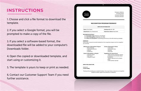 Recognition Program Feedback HR Template in Word, PDF, Google Docs