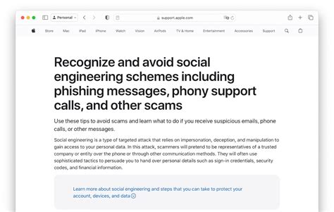 Recognize and avoid social engineering schemes  Apple Support.