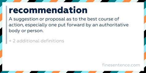 Recommendation definition