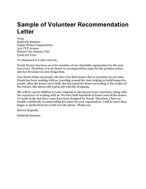 Recommendation letter for volunteer work.  In this article, we will provide ...