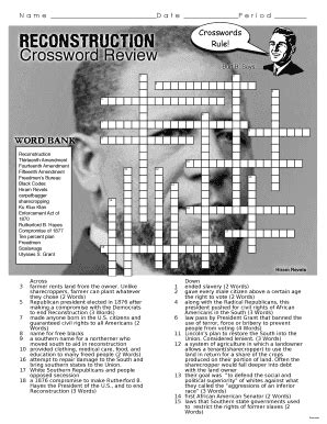 Reconstruction Crossword Review Answer Key