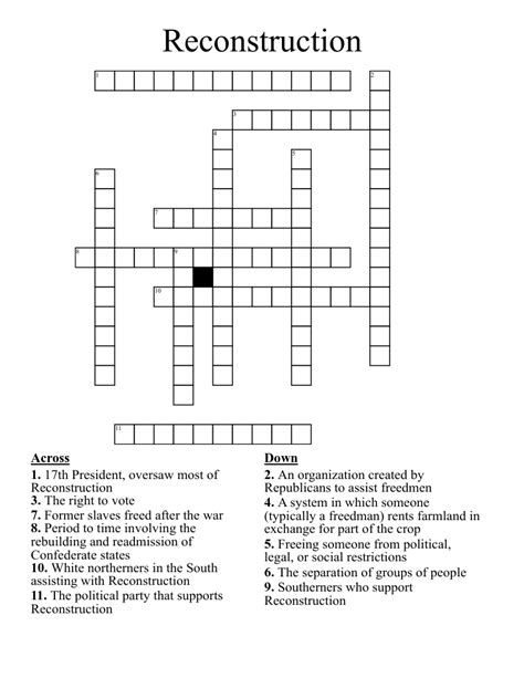 Reconstruction Crossword WordMint