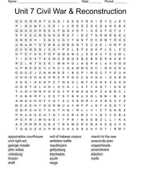 Reconstruction Word Search WordMint