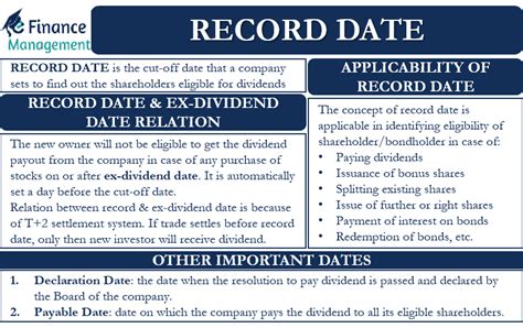 Record Date – Meaning, Example and More - eFinanceManagement