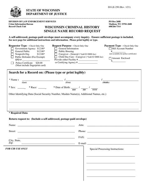 Record check doj wi.  Wisconsin Statutes General Instructions Use form DJ-LE-250 to request a...