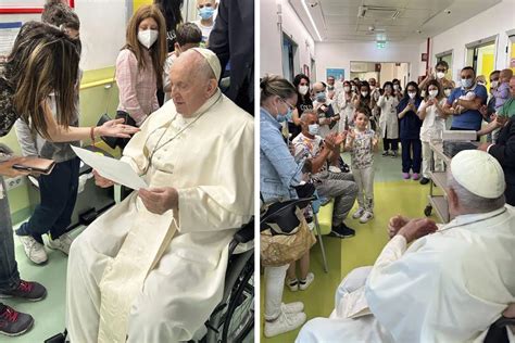 Recovering Pope visits children’s cancer ward before Friday discharge from hospital