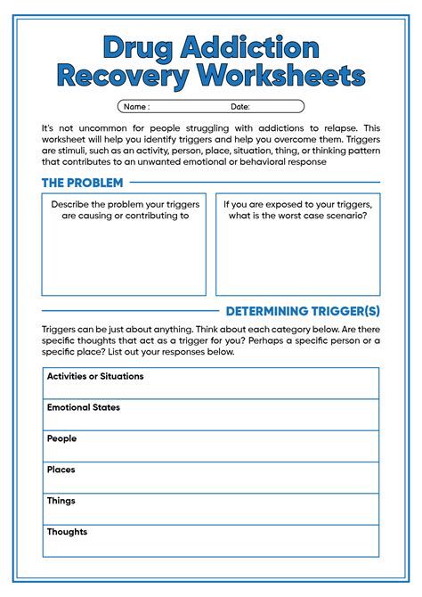 Recovery From Addiction Worksheets