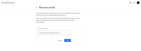 Recovery email.  Manage your Google Account recovery email to ensure se...