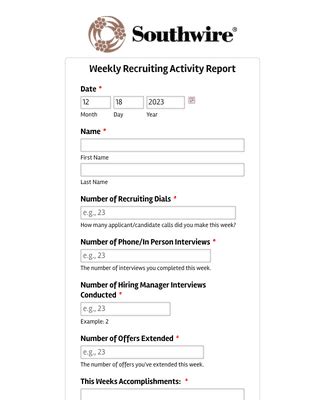Recruiting Activity Report Form Template JotForm