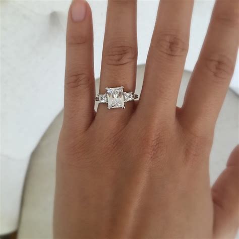 Rectangle Diamond Ring - Etsy