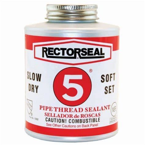 Rector seal. RectorSeal No. 5 pipe thread sealant is a soft-set, slow drying compound which seals, lubricates, and protects threaded pipe and fittings. It can be pressurized immediately. Features. Lubricates and protects threads. For use with potable water (hot or cold) Soft setting, slow drying and will not dry out in the can 