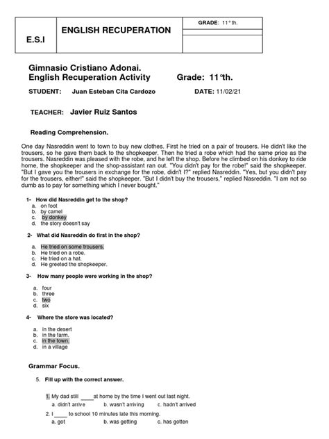 Recuperation English