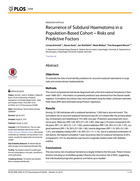 Recurrence of Subdural Haematoma in a Population-Based …