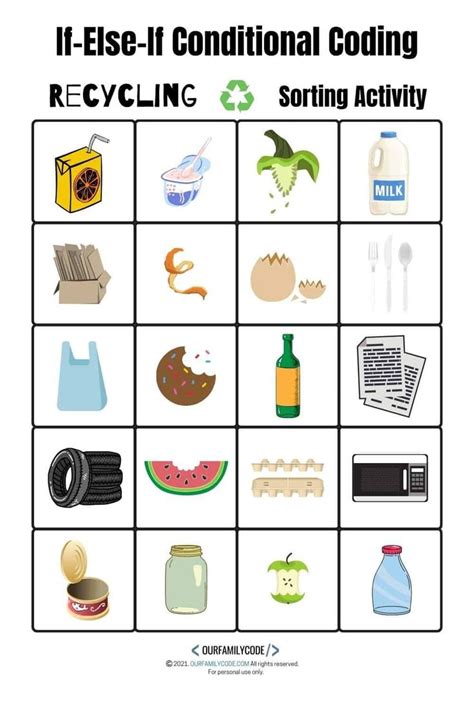 Recycling Sorting Activity Recycling sorting, Sorting activities