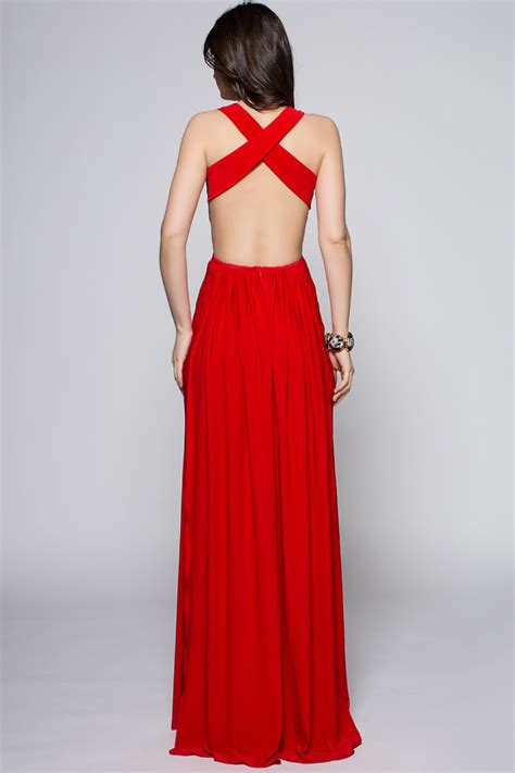 Red Backless Gown WideGal