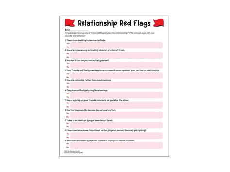 Red Flags In Relationships Worksheets - K12 Workbook