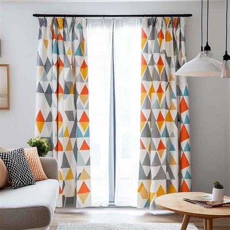 Red Geometric Pattern Curtains Home Design Ideas