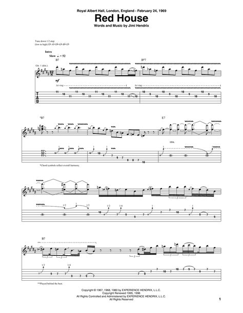 Red House Tab - Jimi Hendrix - Guitar Chords