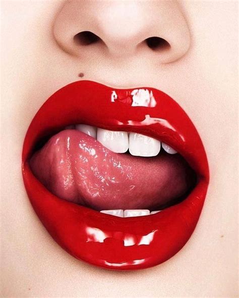 Red Kiss Lips Lipstick Tongue