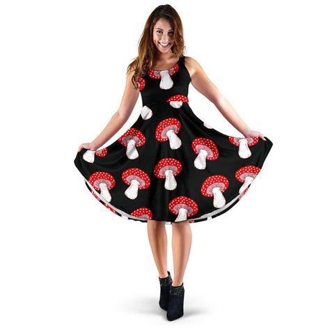 Red Mushroom Dot Print Pattern Dress Dot Print Pattern, Red Pattern