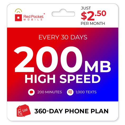 Red Pocket Prepaid Plan: 200 Talk 1000 Text 200MB eBay