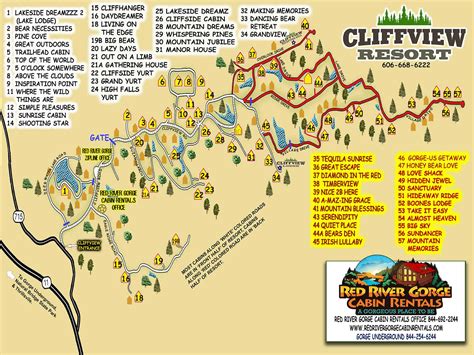 Red River Gorge Maps Area Resorts & Landmarks