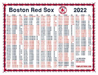 Red Sox Printable Schedule 2022