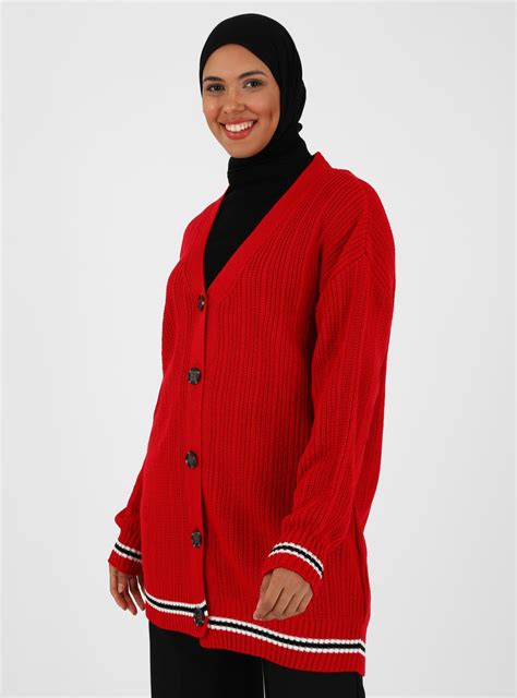 Red Unlined Knit Cardigan