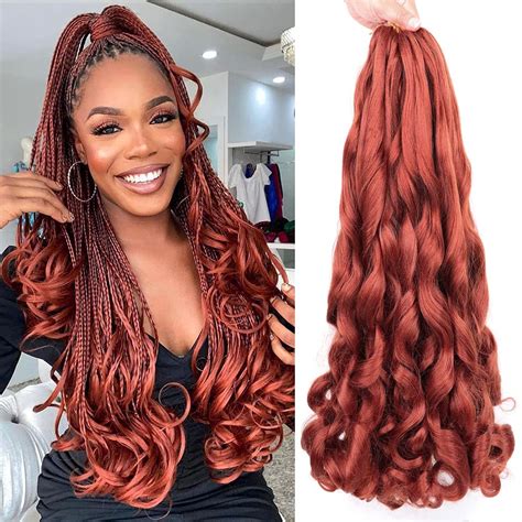 BEFUNNY Ombre Red Braiding Hair Pre Stretched, 8 Packs/Lot 2