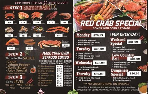 La carte de Red Crab Juicy Seafood à Jensen Beach a 25 plats