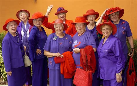 Red hat ladies. We are ladies that love to meet up , dress in purple and wear our red hats/ fascinators and go out and have fun and lots of laughter . 